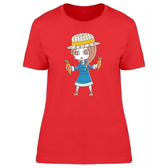 Farmer Girl With Carrots Cartoon Tee Women's -Image by Shutterstock