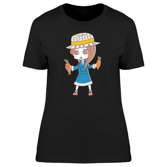 Farmer Girl With Carrots Cartoon Tee Women's -Image by Shutterstock
