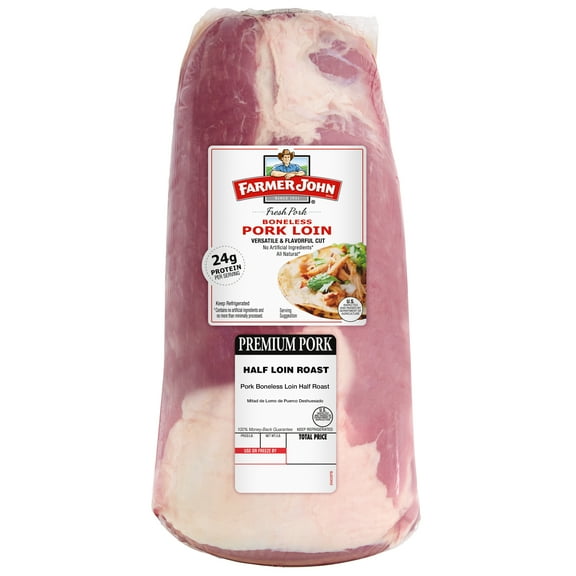 Farmer John Pork Boneless Loin Roast Half Vac, Random Weight, 24 Grams of Protein per 4 oz Serving