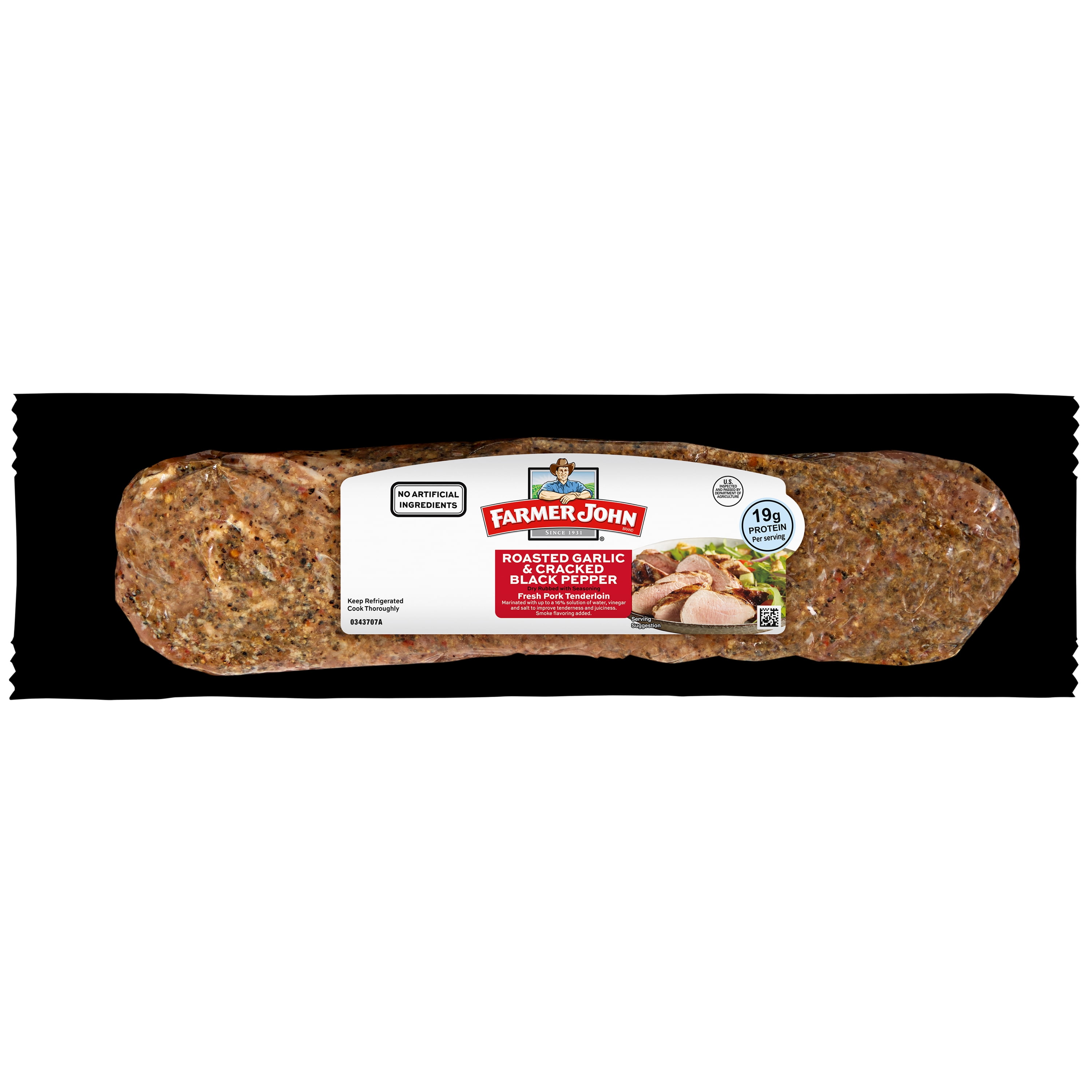 Farmer John Roasted Garlic & Cracked Black Pepper Fresh Seasoned Pork Tenderloin, 0.51.9 lb, 19 Grams of Protein per 4 oz Serving