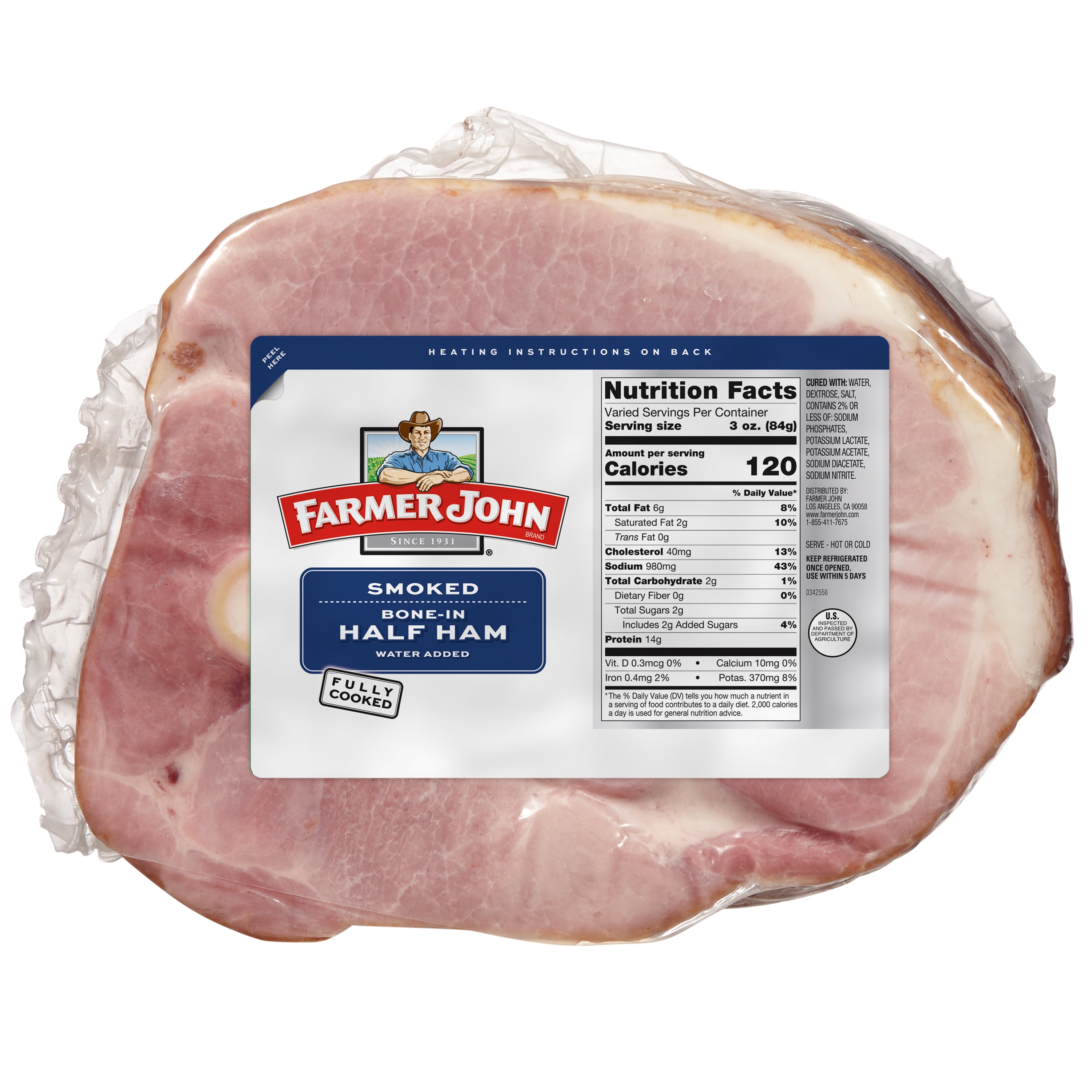 Farmer John Smoked Bone-In Half Ham, 8.4-11 lbs