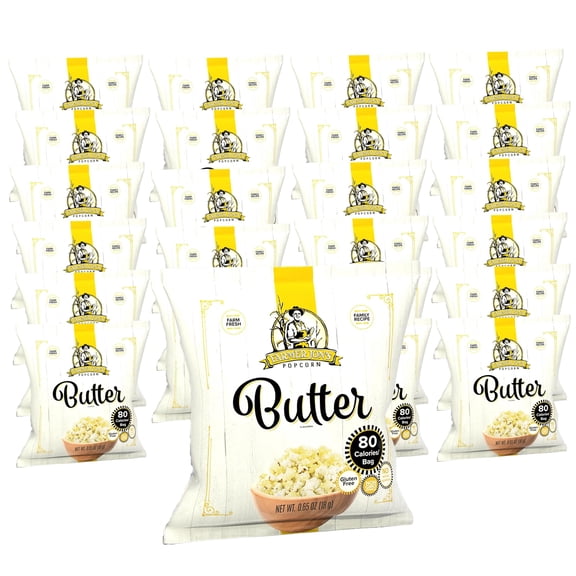 Farmer Jon's Popcorn 24 Count Single Serving Popped Popcorn, Butter