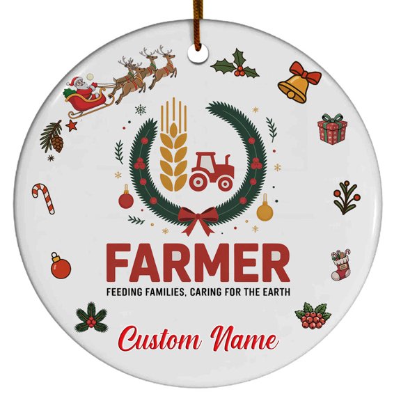 Farmer Ornament  Holiday Ornament Gift with Custom Text for Family, Friends, Colleagues, Christmas 2025 Tree Keepsake