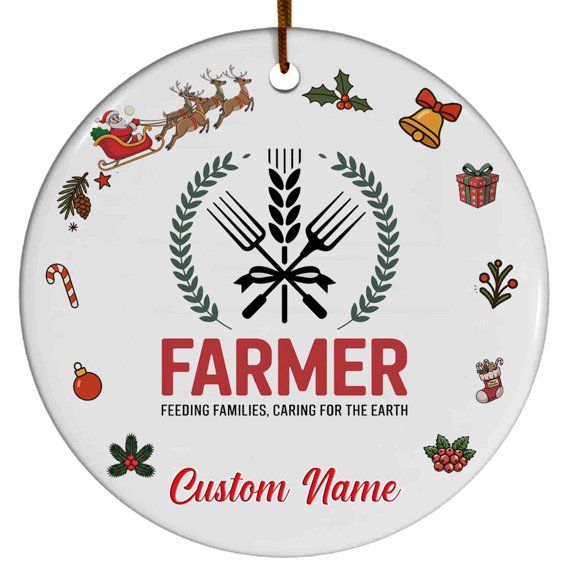 Farmer Ornament  Holiday Ornament Gift with Custom Text for Family, Friends, Colleagues, Christmas 2025 Tree Keepsake