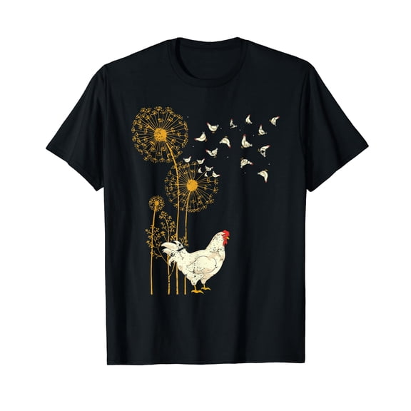 Farmer Poultry Bird Flower Farm Animal Dandelion Chicken T-Shirt