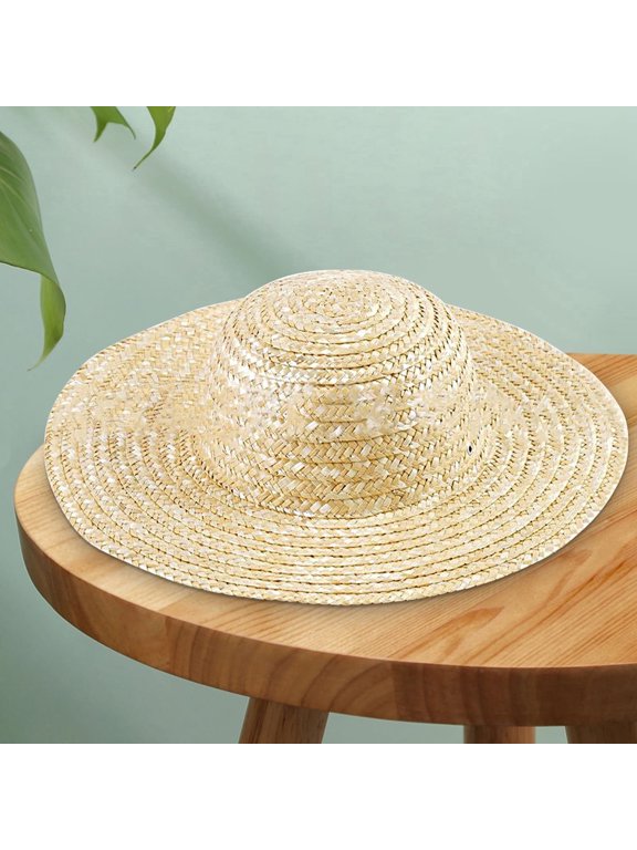 Farmer Style Straw Wide Brim Hat for Men and Women, One Size Summer Beach Sun Hat with Adjustable Chin Strap, Breathable Weaved Cap for Fishing, Garden, Vacation and Outdoor Activities - F