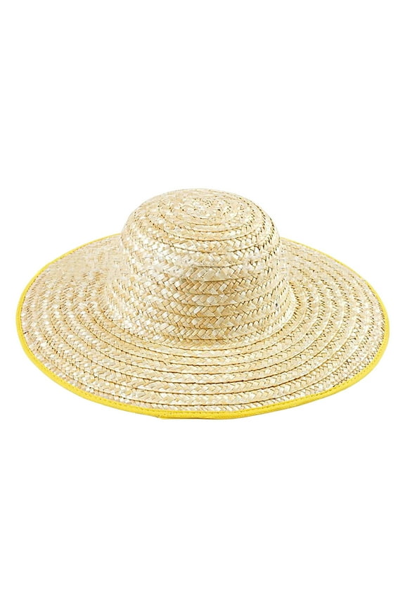 Farmer Style Straw Wide Brim Hat for Men and Women, One Size Summer Beach Sun Hat with Adjustable Chin Strap, Breathable Weaved Cap for Fishing, Garden, Vacation and Outdoor Activities - Gold2