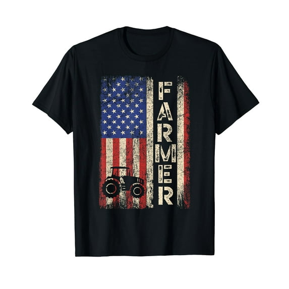 Farmer Tractors USA American Flag Patriotic Farming Gifts T-Shirt