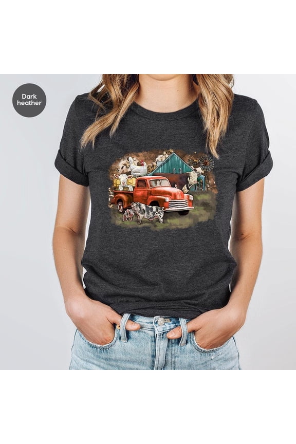Farmer Truck and House T-Shirt, Country Farm Life Shirt, Farm Dad Gifts, Farmer Gifts for Men, Farmer Day Shirt, Farm Animal Gifts, SL3127