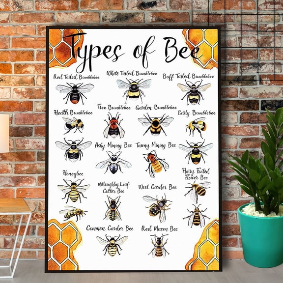 Farmer Types Of Bee Paper Poster No Frame Matte Wall Art Decor 24 x 36 Inch Poster
