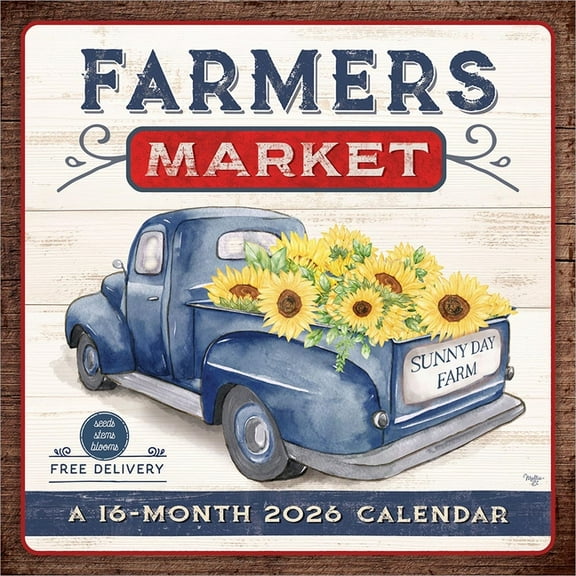 Farmer's Market 2026 12 X 24 Inch (Hanging) Monthly Square Wall Calendar Featuring the Artwork of Mollie B. Plastic, (Paperback)