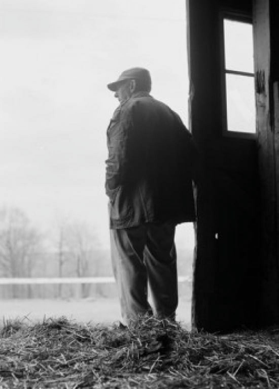 Farmer looking out of barn Canvas Art - (24 x 36)