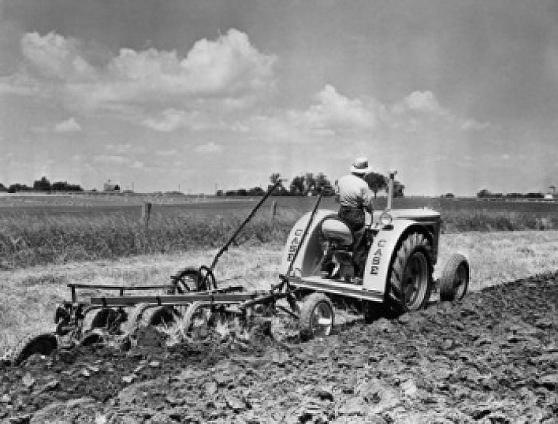 Farmer plowing a field with a tractor Fond du Lac Wisconsin USA Canvas Art - (18 x 24)