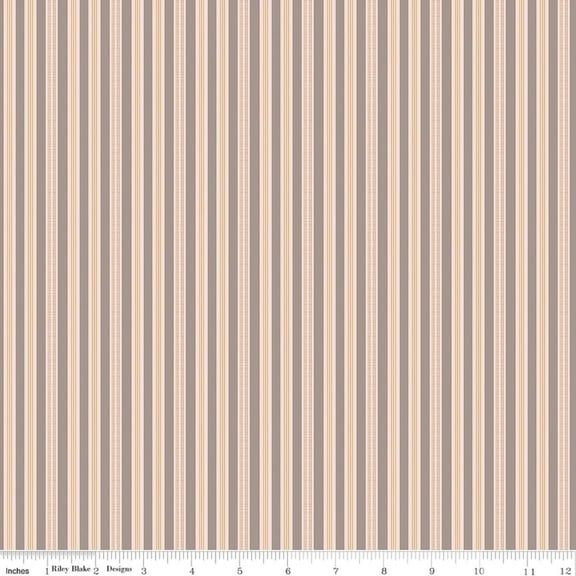 Farmer's Daughter Ticking Pewter Cotton Fabric