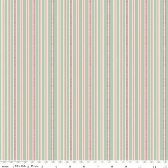 Farmer's Daughter Ticking Sage Cotton Fabric