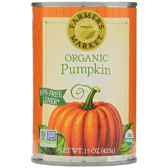 Farmer's Market Foods Canned Organic Pumpkin Puree, 15 Ounce (Pack of 12)