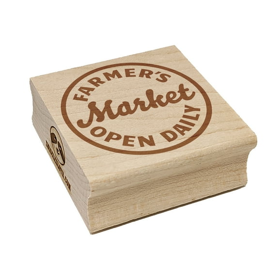 Farmer's Market Open Daily Square Rubber Stamp Stamping Scrapbooking Crafting - Small 1.25in