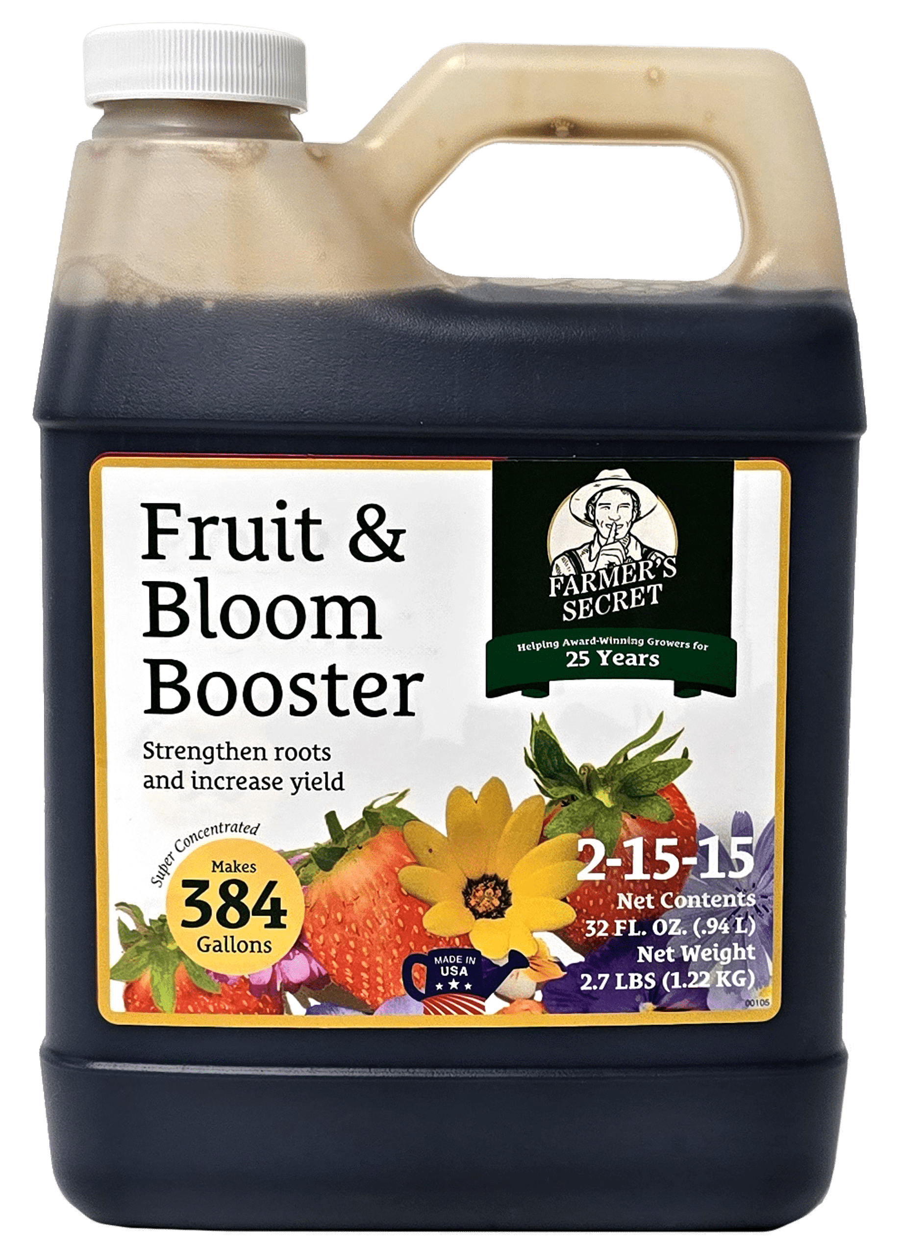 Farmer’s Secret Fruit & Bloom Booster Fertilizer (32oz) - Super Concentrated - Increases Flowering and Yield on All Varieties of Fruits, Vegetables and Flowers