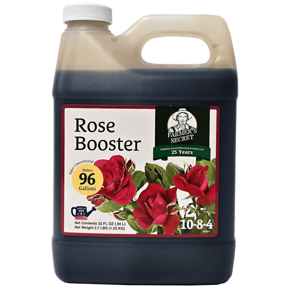 Farmer's Secret Rose Booster Fertilizer (32oz) - Super Concentrated - Formulated for all Types of Roses throughout the Life Cycle - Encourages Healthy Growth and Vibrant Blooms
