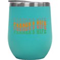 thumbnail image 1 of Farmer's Wife, Farming or Farmer Women Themed, Groovy Retro Wavy Text Merch Gift, Mint 12oz Wine Tumbler, 1 of 5