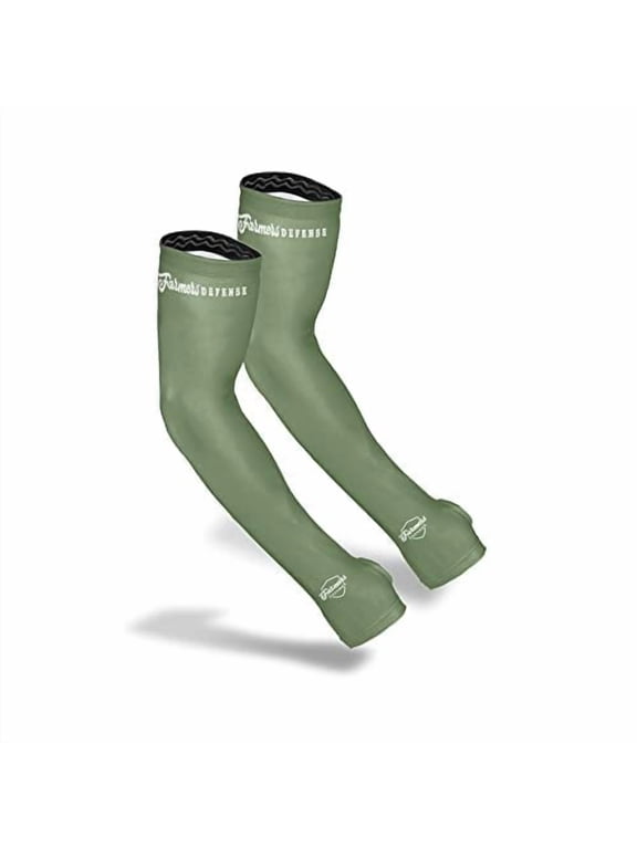 FARMER'S DEFENSE Gardening Arm Sleeves|UV Cooling Protective Sleeve Women & Men|Anti-Scratch Cover Sun UPF Outdoor Protection - Forest Green - L/XL