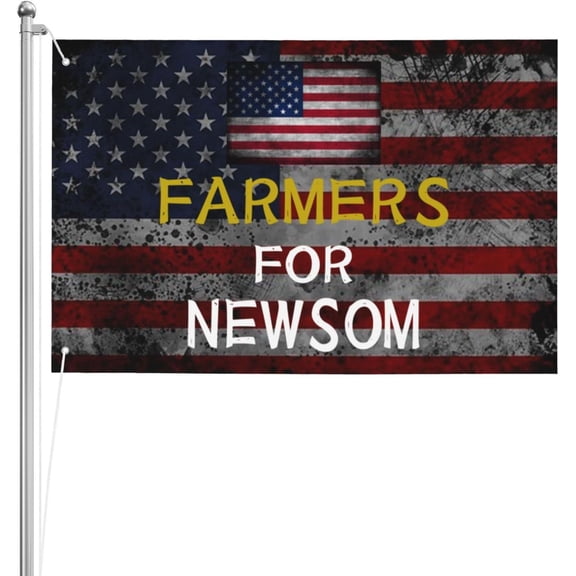 Farmers For Gavin Newsom 2024 President Election Democrat Double-Sided 3ply 2x3FT Outdoor Flag - Heavy-Duty Polyester for Indoor and Outdoor Use