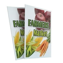Farmers Market (2-PACK) 24" x 36" Plastic Signs | Sign Insert 4mm Corrugated Plastic Signs Storefront Window Poster