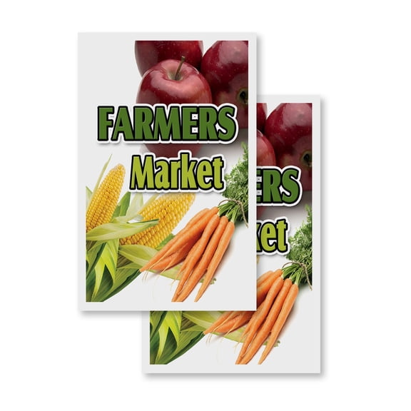 Farmers Market (2-PACK) 24" x 36" Vinyl Decals | Sign Insert Peel & Stick Decals Stickers Window Signs