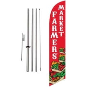 Farmers Market Advertising Feather Banner Swooper Flag Sign with Flag Pole Kit and Ground Stake