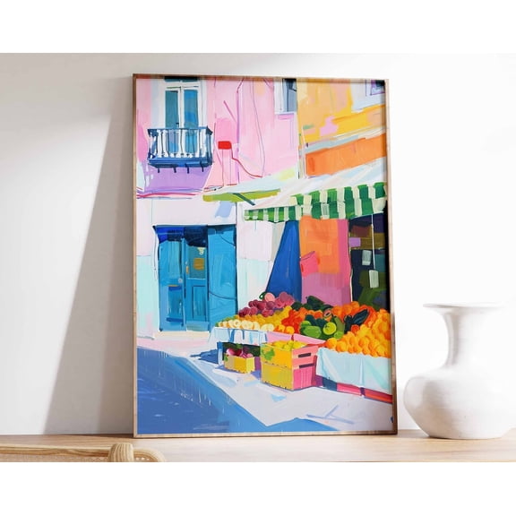 Farmers Market Art Print Rustic Kitchen Decor