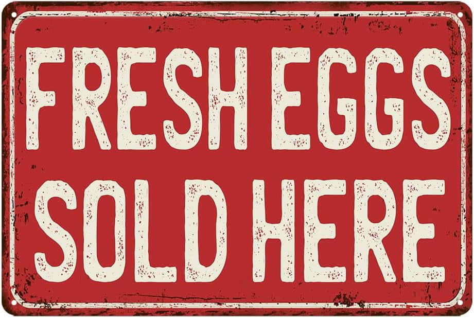 Schild 'Farm Fresh Eggs For Sale' – 61x45,7 Cm, Wellkunststoff, Wetterfest, Mit H-Erdnägeln