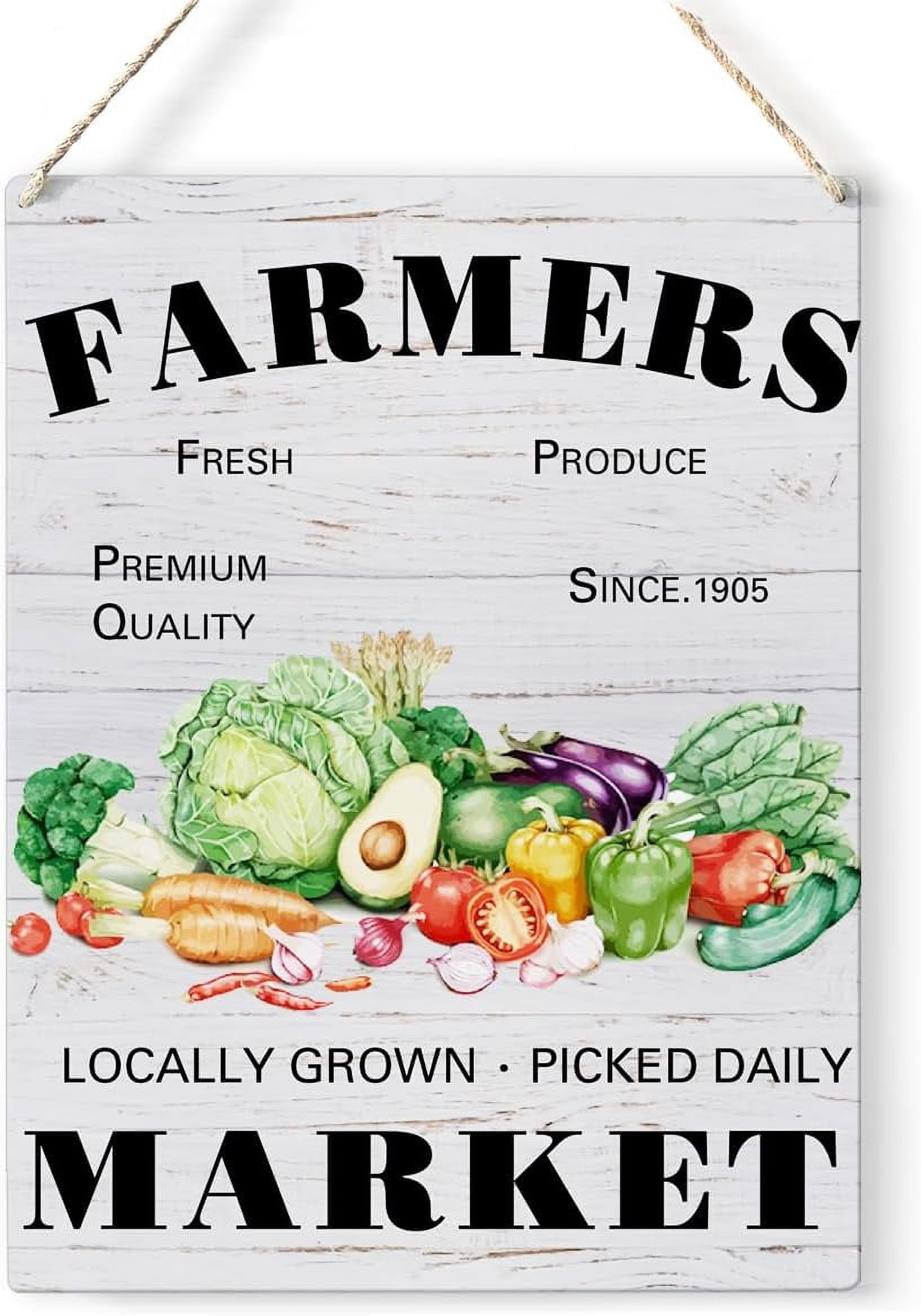 Farmers Market Fresh Produce Wood Sign Fruit and Vegetables Wooden ...