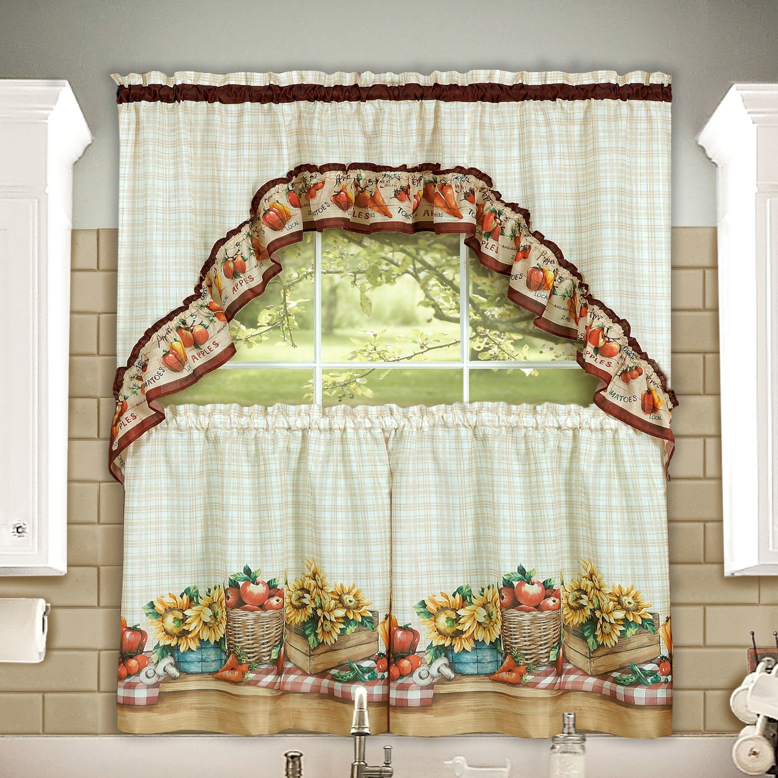 Farmers Market Kitchen Curtain Tier & Swag Set - Walmart.com