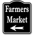 thumbnail image 1 of Farmers Market Left Arrow BLACK Aluminum Composite Sign, 15"x18", 1 of 9