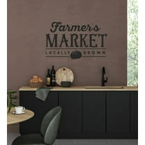 Farmers Market Locally Grown Vinyl Wall Art - Quotes Wall Decor for Kitchen Pantry - Farmhouse Kitchen Wall Stickers - Matte Vinyl Wall Decal Sayings for Wall Decor, 23x14-Inch, Black