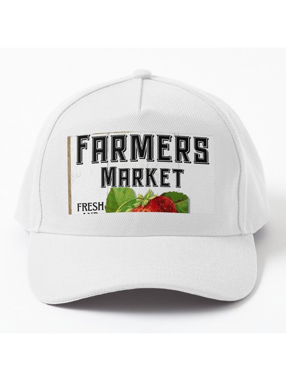 Farmers Market Strawberry Baseball Cap, Countryside Graphic Motif, Simple Daily Hat