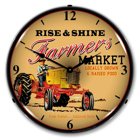 Collectable Sign and Clock Farmers Market LED Lighted Premium Wall Clock