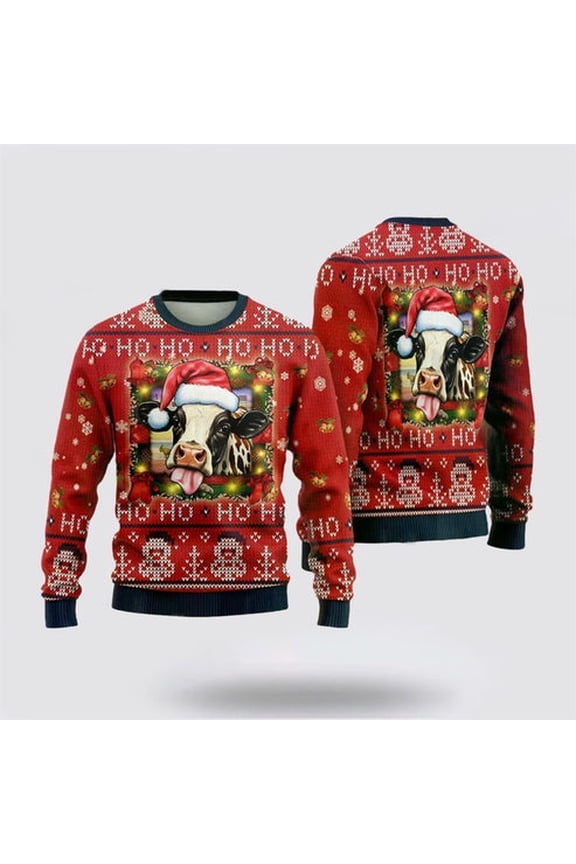 Farmers Sweater, Dairy Cows 3D Christmas Sweater, Christmas Crewneck Sweater, Winter Farm Fashion