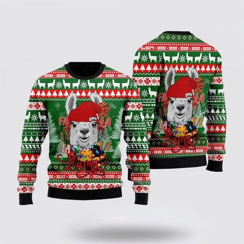 Farmers Sweater, Fa La La La Llama Merry 3D Christmas Sweater, Christmas Crewneck Sweater, Winter Farm Fashion