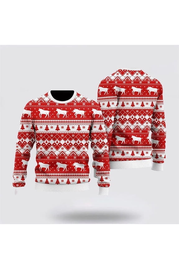 Farmers Sweater, Funny Cows In Snow 3D Christmas Sweater, Christmas Crewneck Sweater, Winter Farm Fashion