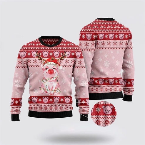 Farmers Sweater, Lovely Pig Santa 3D Christmas Sweater, Christmas Crewneck Sweater, Winter Farm Fashion