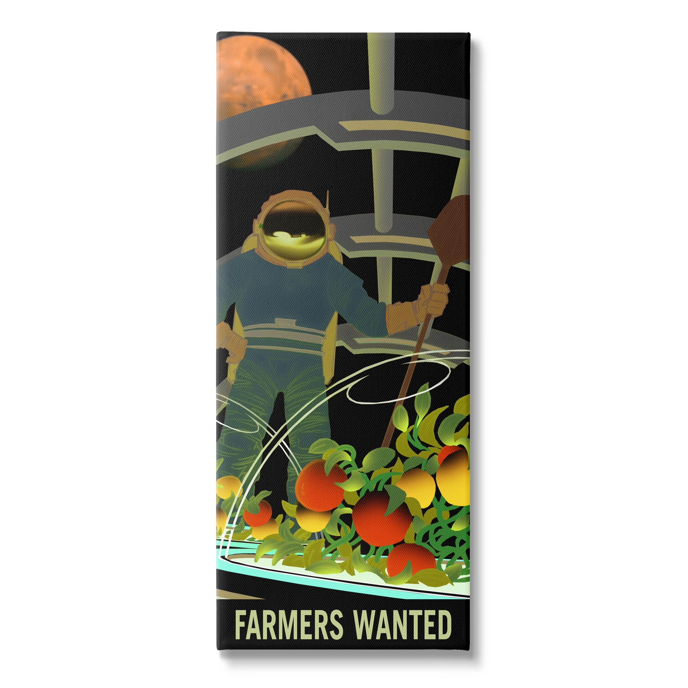 Farmers Wanted Astronaut Moon Art for Kids Graphic Art Gallery Wrapped Canvas Print Wall Art