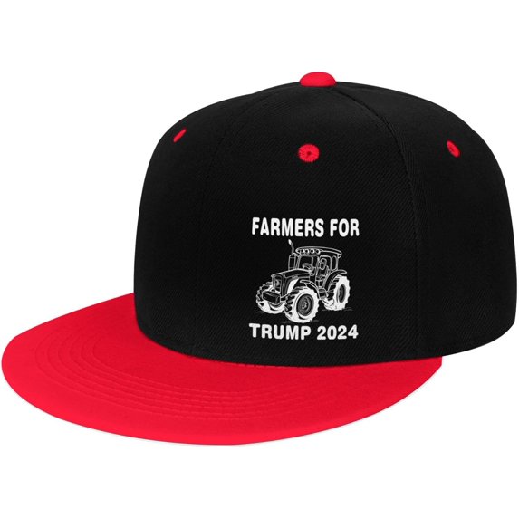 Farmers for Trump 2024 Flat Bill Hats Contrast Hip Hop Baseball Cap Unisex Snapback Rock Caps