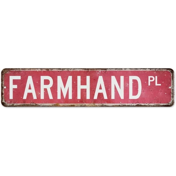 Farmhand 4"x16" Metal Tin Sign Custom Outdoor Dining Room Front Door Man Cave Decor Tin Signs Retro Career Street Profession Metal Plaque for Bathroom
