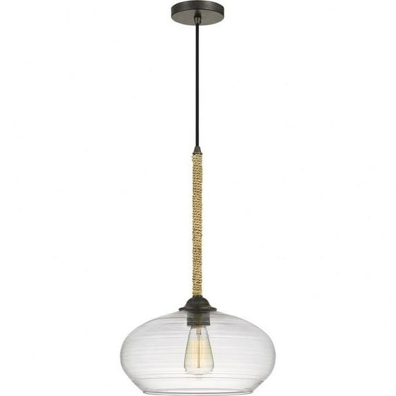 Farmhouse 1-Light Mini Pendant in Tarnished Bronze Finish with Clear Glass Shade 21.25 inches H X 13.25 inches W Bailey Street Home 71-Bel-3093770