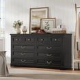 thumbnail image 1 of Farmhouse 10 Drawer Dresser with Vintage Metal Handles,Rustic Storage Cabinet,Tall Wood Dressers Chest of Drawer for Dressing Room, Closet, Bedroom, Living Room, Study Room,Black, 1 of 8