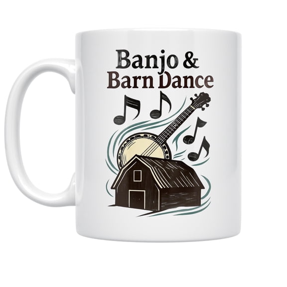 Farmhouse Banjo Design - Country Music Lovers - 11 oz Ceramic Coffee Mug