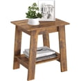 thumbnail image 1 of Farmhouse 2-Layer Storage Shelves, Wood End Table, Brown, 1 of 6