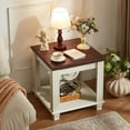 thumbnail image 1 of Farmhouse 2-Tier End Table Set 4 Solid Wood Legs, Living Room Coffee Table, 1 of 8