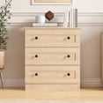 thumbnail image 1 of Farmhouse 3 Drawer Dresser for Bedroom, Small Chests of Drawers, Wood Nightstand Bedside Cabinet End Table, Modern Closet Storage Organizer for Bedroom, Natural, 1 of 10